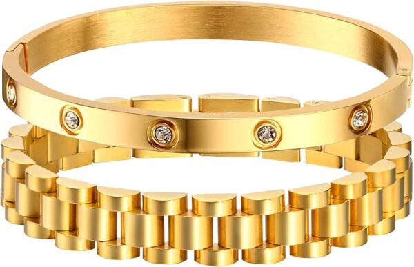 MPRAINBOW 2pcs Gold Chain Link Bracelet