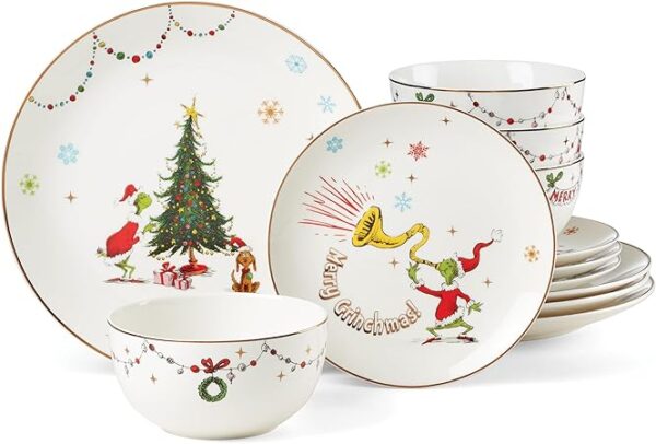 Lenox 895051 Merry Grinchmas 12-Piece Dinnerware Set
